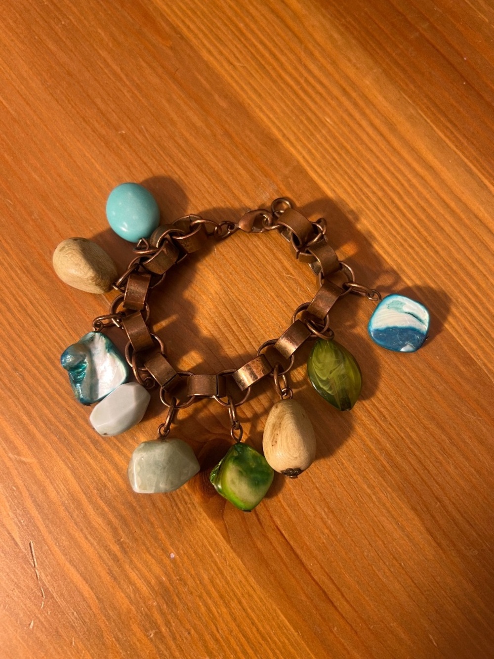 Boho Charm Bracelet with Natural Stones